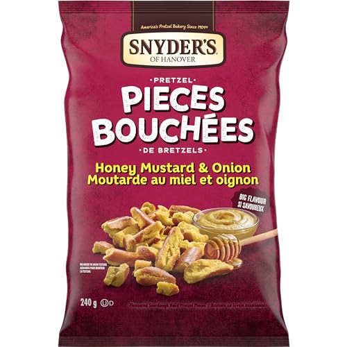 Snyders of Hanover Honey Mustard & Onion Pieces, 240 Grams (Pack of 1) - Pretzel Pieces - Honey Mustard & Onion