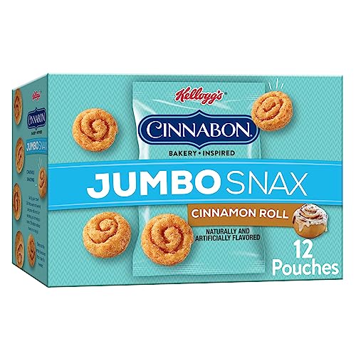 Kellogg's Cinnabon Jumbo Snax, Jumbo Cereal Snacks, Cinnamon Roll, Bakery Inspired Snacks, 5.04oz Box (12 Count) - 12 g (Pack of 12)