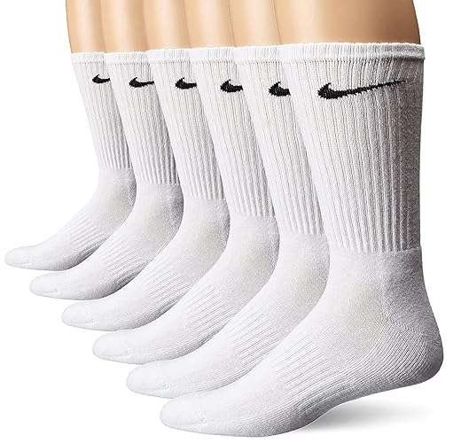 Nike Performance Cushion Crew Socks with Band (6 Pairs) - Medium - White/Black