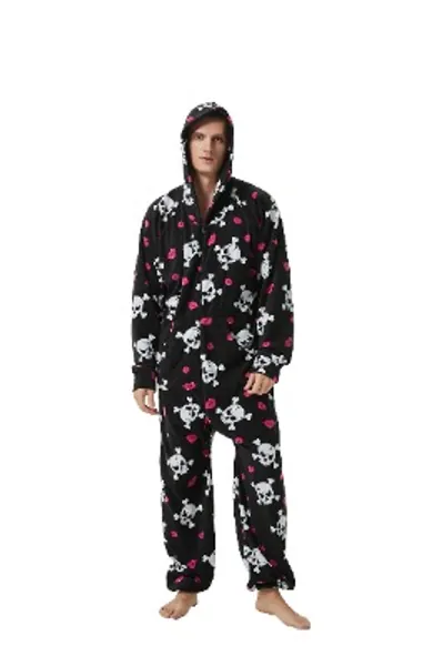 XMASCOMING Women's & Men's Hooded Fleece Onesies One-Piece Pajamas