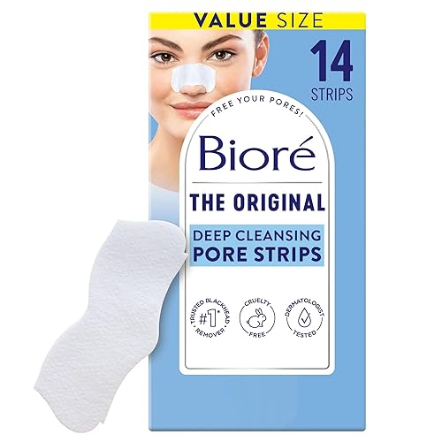 Bioré Original Blackhead Remover Strips, Deep Cleansing Nose Strips With Instant Pore Unclogging, Features C-Bond Technology, Oil-Free, Non-Comedogenic Use, 14 Count - 14 Count (Pack of 1) - Pore Strips