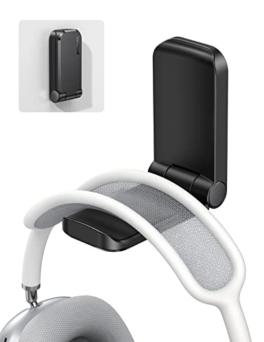 Lamicall Headphone Hanger Holder Desk - Adhesive Headphone Hook Mount, Gaming Headset Hanger Under Desk, Magnetic Foldable Earphone Clip Clamp Stand for Sony, Beats, Sennheiser, HyperX, etc - Black - Black