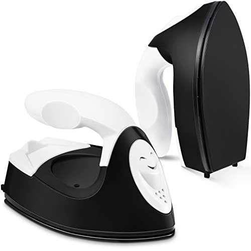 Mini Craft Iron Mini Heat Press Mini Iron Portable Handy Heat Press Small Iron with Charging Base Accessories for Fuse Beads Patch DIY Shoes T-shirts Heat Transfer Vinyl Projects(Black) - Black