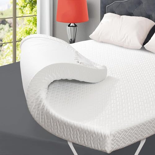 3 Inch Cooling Memory Foam Mattress Topper Queen Size, Gel-Infused Mattress Pad Cover for Back Pain,Bed Topper with Removable & Washable Bamboo Cover - White - Queen（60*80 inch）