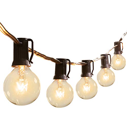 Brightown Outdoor String Lights, 28FT Garden Lights Mains Powered with 25+2 G40 Bulbs, Waterproof Globe Hanging Festoon Lights for Indoor & Outdoor Décor Wedding Party Patio Backyard Gazebo Balcony