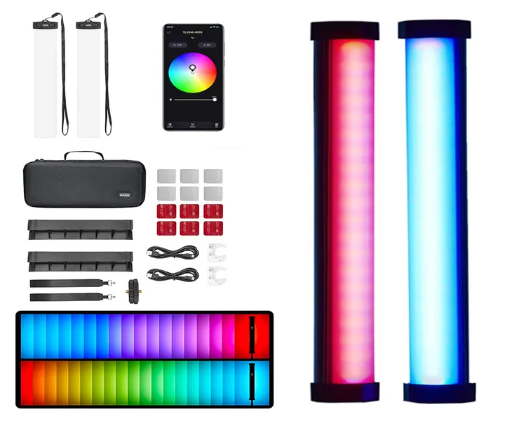 Godox TL30 RGB Tube Light LED Light 8W 2700K-6500K Built-in Lithium Battery Smartphone APP Control (Godox TL30-K2) - Godox TL30-K2