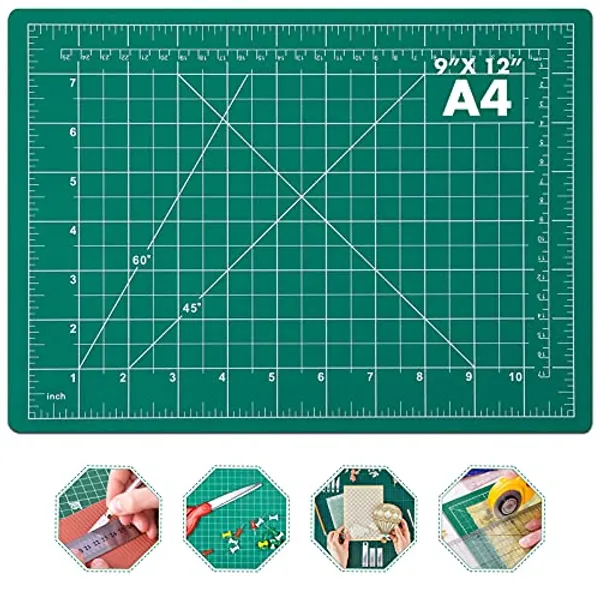 anezus Self Healing Sewing Mat, Rotary Cutting Mat Double Sided 5-Ply Craft Cutting Board for Sewing Crafts Hobby Fabric Precision Scrapbooking Project 9inch x 12inch(A4)