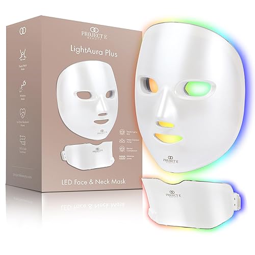 Project E Beauty LED Light Therapy Mask | Photon Skin Rejuvenation Face & Neck Mask | 7 Colors LED Face Mask | Anti Aging | Dark Spot & Acne Scar | Brightening Skincare Mask