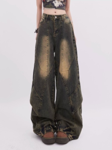 Retro Bohemian Wide-Leg Jeans | BLUE / M