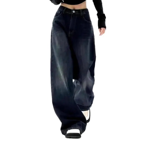 Floor-length mid-waist jeans | Dark Blue / W25