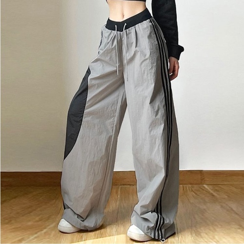 Billlnai  Women Techwear Cargo Pants Y2K Streetwear Korean Harajuku Parachute Track Pants Tech Sweatpants Wide Leg Joggers Trousers 2023 | Gray / S