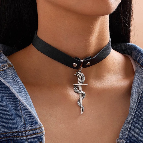 Snake Dagger Pendant Choker