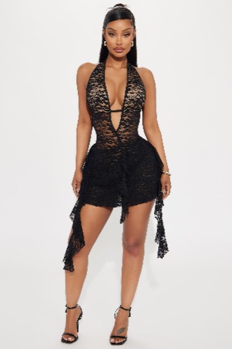 Aurore Lace Micro Mini Dress - Black | M