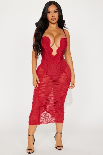 Analise Bandage Midi Dress - Red | M
