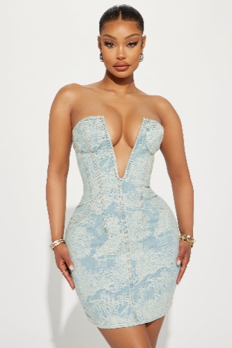 Khloe Denim Mini Dress - Light Wash | M