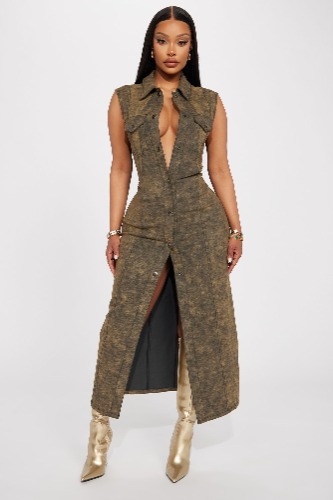 Sadie Denim Maxi Dress - Olive | M
