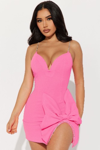 Classy And Cute Mini Dress - Hot Pink | M
