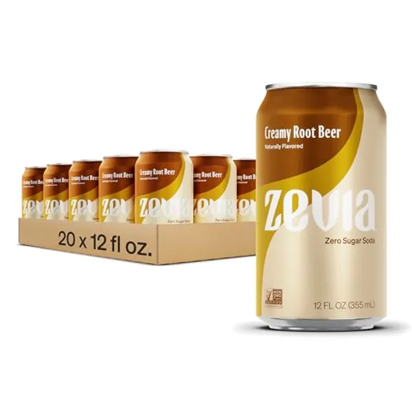 Zevia Zero Calorie Soda, Creamy Root Beer, 12 Fl Oz (Pack of 20) - Creamy Root Beer - 12 Fl Oz (Pack of 20)