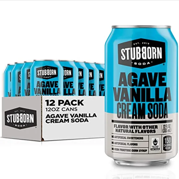 STUBBORN SODA, Agave Vanilla Cream Soda, 12oz Cans, 12 Fl Oz (Pack of 12) - Agave Vanilla Cream - 12 Fl Oz (Pack of 12)