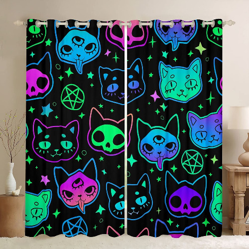 Neon Cat Blackout Curtains