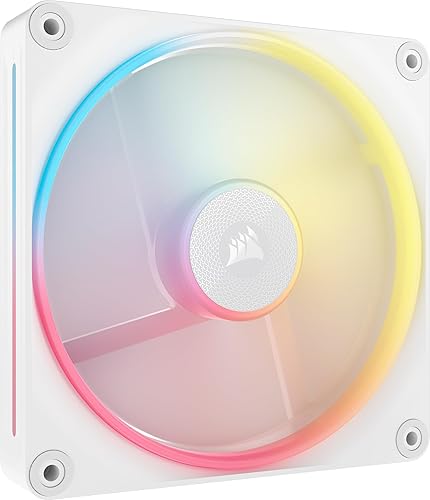 CORSAIR iCUE Link LX140-R RGB 140mm PWM Reverse Fan – Single Fan – Low-Noise, CORSAIR Magnetic Dome Bearing, Dual Light Loops, CORSAIR QuikTurn Screws, Zero RPM Mode – White - 1 x 140mm - White
