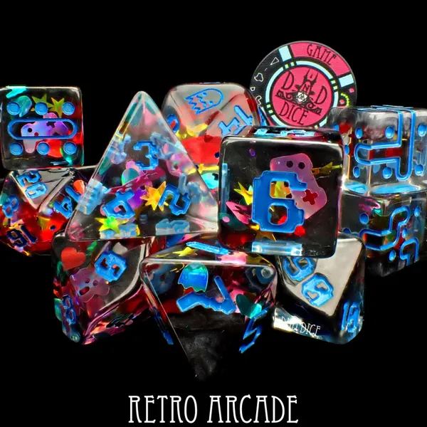 Retro Arcade Exclusive 11 Dice Set | Video Game Dice with Unique Artwork | DND DICE