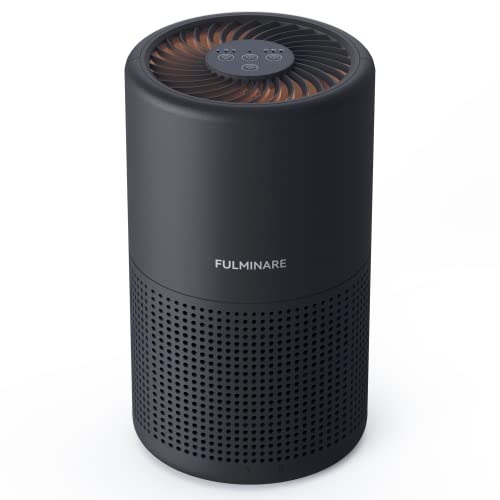 Air Purifiers for Bedroom, FULMINARE H13 True HEPA Air Filter, Quiet Air Cleaner With Night Light, Portable Small Air Purifier for Office Living Room, Remove 99.97% 0.01 Microns Dust, Smoke, Pollen - Black - 1 Pack
