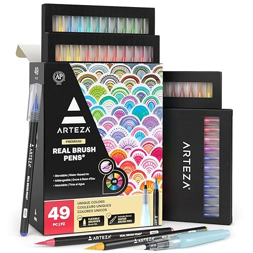 ARTEZA Real Brush Pens, 48 Watercolor Pens