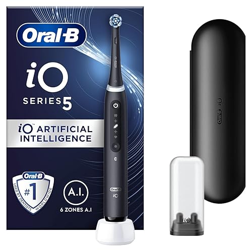 Oral-B iO5 Electric Toothbrushes For Adults, 1 Toothbrush Head & Travel Case, 5 Modes With Teeth Whitening, UK 2 Pin Plug, Black - Oral-B iO5 Black