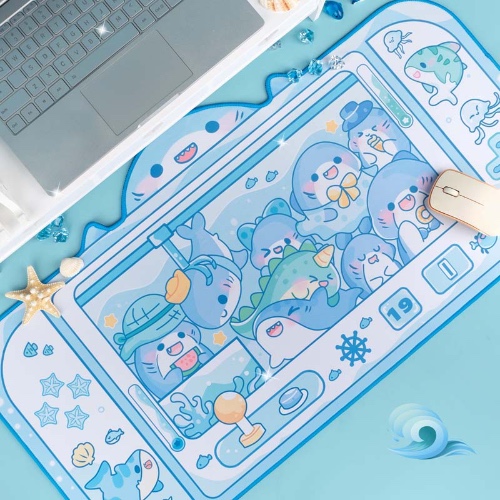 Cute Shark Gaming Desk Mat