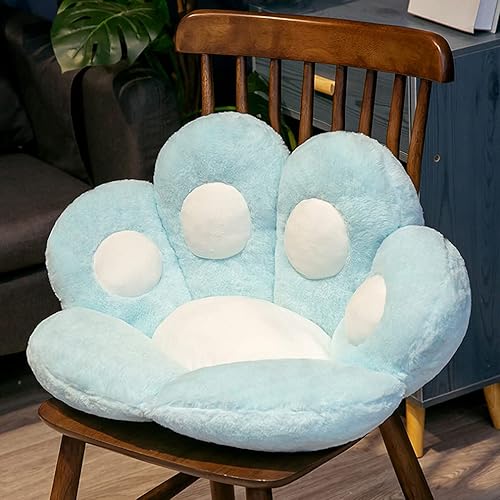 IPENNY Reversible Paw/Flower Seat Cushion Plush Pillow Seat Patio Armchair Seat Support Small Pet Bed Tatami Floor Cushion Pain Relief Chair Cushions for Home Office Balcony Sofa Car Wheel Chair - Blue