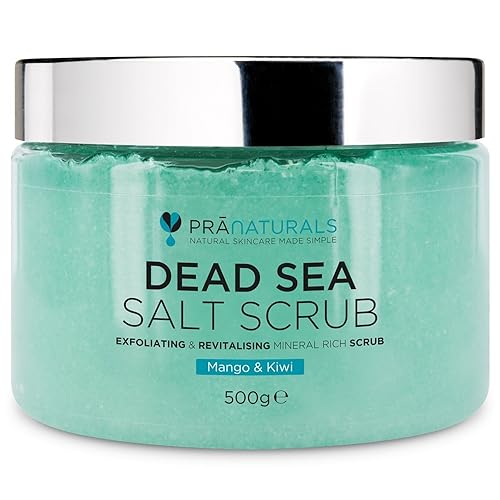 PraNaturals Dead Sea Salt Body Scrub 500G – Hydrating & Moisturising, Natural Oils & Minerals, Exfoliating, Softening & Nourishing, All Skin Types, No Parabens, Vegan & Cruelty Free (Mango & Kiwi) - Mango & Kiwi