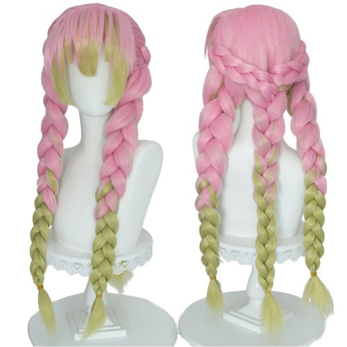 SL Wig for Mitsuri Cosplay Costume DS Green and Pink Anime Cosplay Wigs with Cap - Pink and Green