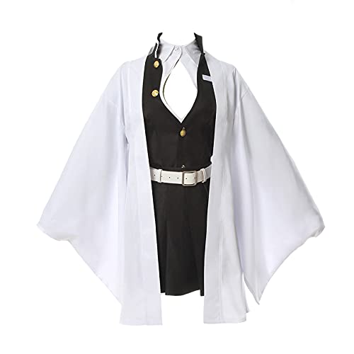 CR ROLECOS Mitsuri Kanroji Cosplay Costume for Demon Slayer Mitsuri Cosplay Kimono Outfit Robe Uniform Suit Halloween XXL