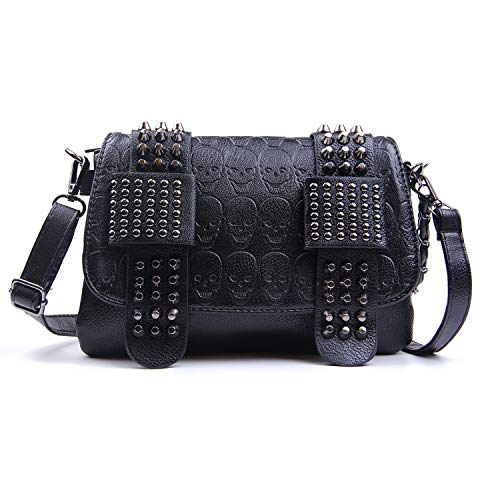EVEOUT Gothic Skull Rivet Studded Crossbody Bag 