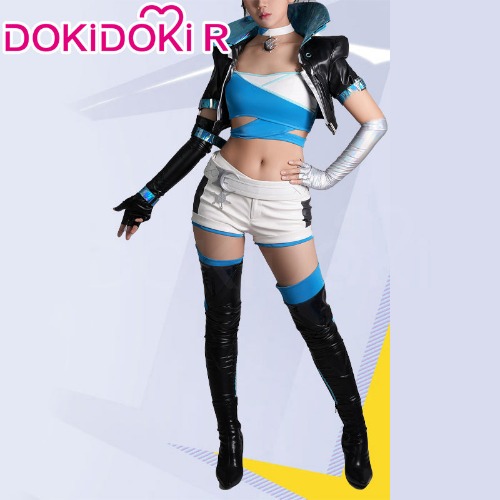 【Size XS-3XL】Dokidoki-R Game Cosplay Costume Woman Black White Blue Suit | Costume Only-S-Order Processing Time Refer to Description Page