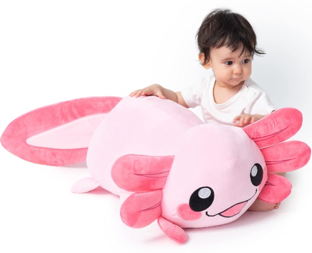 Großes XXL Axolotl Beeps Kuscheltier Kissen 85cm Kawaii - Axolotl Beeps (Rosa)