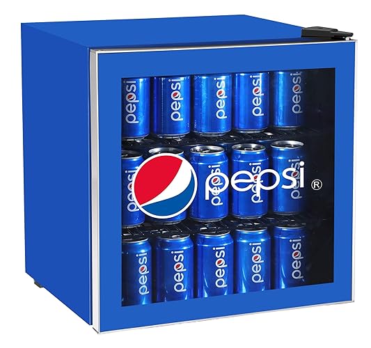 CURTIS MIS165PEP Pepsi Mini Beverage Cooler-70 Can or 17 Bottles Drinks Fridge with Glass Door for Soda + Adjustable Thermostat, Perfect for Home, Office, or Dorm, 1.8 cu ft, Blue - PEPSI