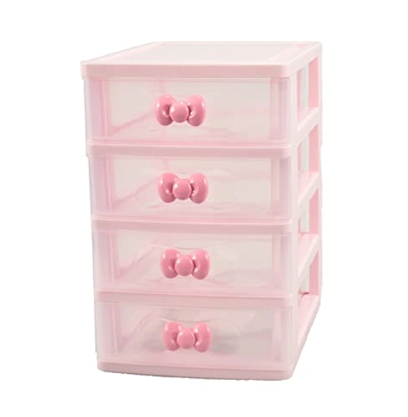 Lovely Pink Receiving Storage Cabinets Box With Multi-layers And Pink Bowknot Handle (Four layers (7.06 x 5.22 x 8.05 inches))