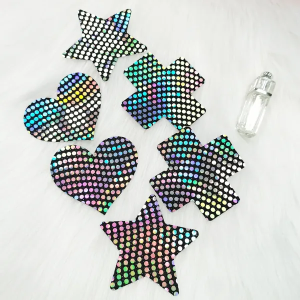 Black Reflective Polka Dot Nipple Covers