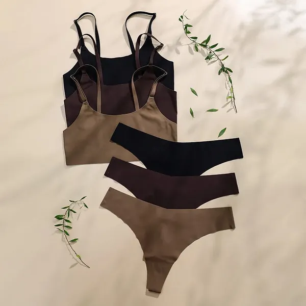 Solid Wireless Bra & Underwear Sets
