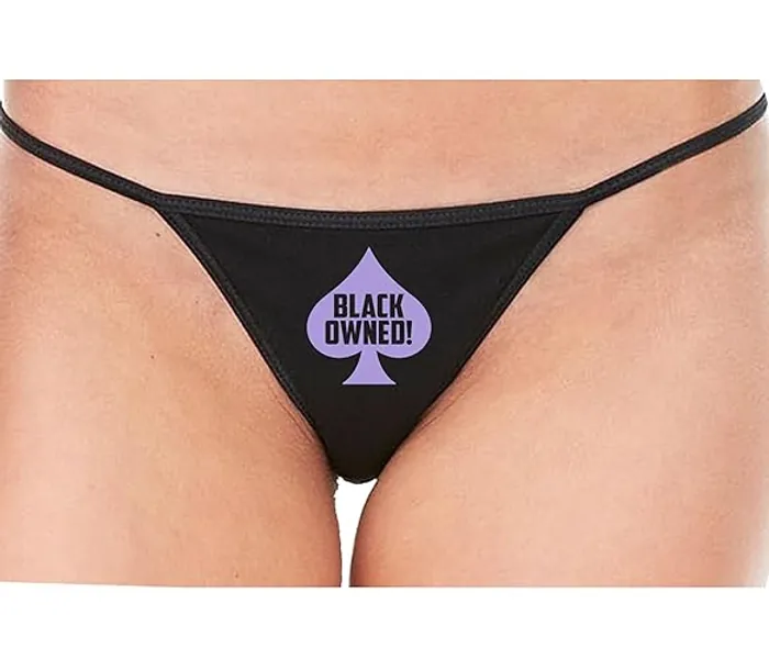 Knaughty Knickers Black Owned Queen Of Spades Big Black Cock QOS BBC Lover Black String Thong Adult Flirty Fun - Medium - Lavender