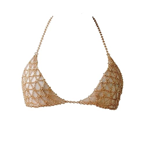 YWCUTE Women's Sexy Body Chain Multi layer Chest Chain Fashion Bra Chain Accessories Gift Body Jewelry - gold-2208