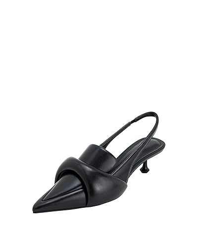 JW PEI Women's Carla Soft Padded Kitten Heel Pumps - Silver - 9.5 - Black