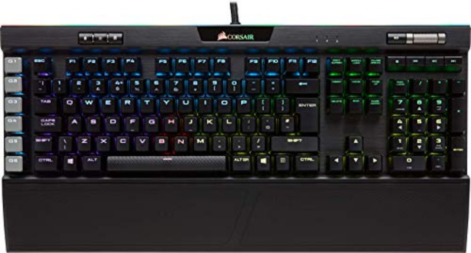 Corsair K95 Platinum RGB Mechanical USB Gaming Keyboard (Cherry MX Brown Switches, Per Key Multicolour RGB Backlighting, Dual-Sided Soft Touch Wrist Rest, UK Layout) - Black - Cherry MX Brown - Single