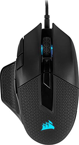 Corsair NIGHTSWORD RGB Gaming Mouse For FPS, MOBA - 18,000 DPI - 10 Programmable Buttons - Weight System - iCUE Compatible - Black - Black - Nightsword - Single