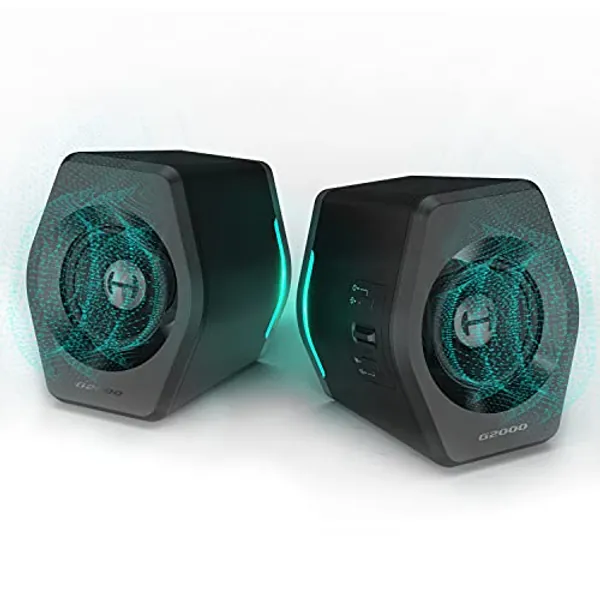 Edifier G2000 32W PC Gaming Computer Speakers for Laptop Mac Desktop Computer Woofer Speakers Bluetooth USB 3.5mm AUX Inputs RGB Lights Multimedia Speakers Black