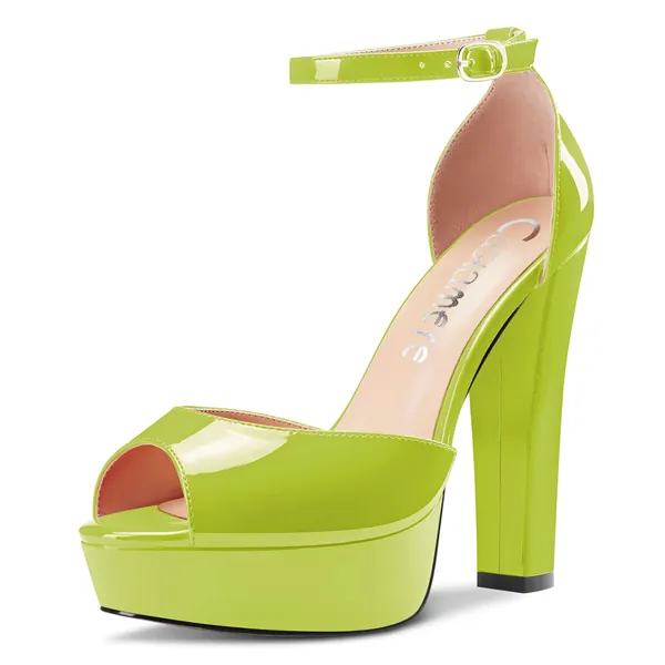 CASTAMERE Women Chunky Block High Heel Platform Peep Open Toe Sandals Ankle Strap Two-Piece Wedding 13 CM Heels Pumps Court Shoe