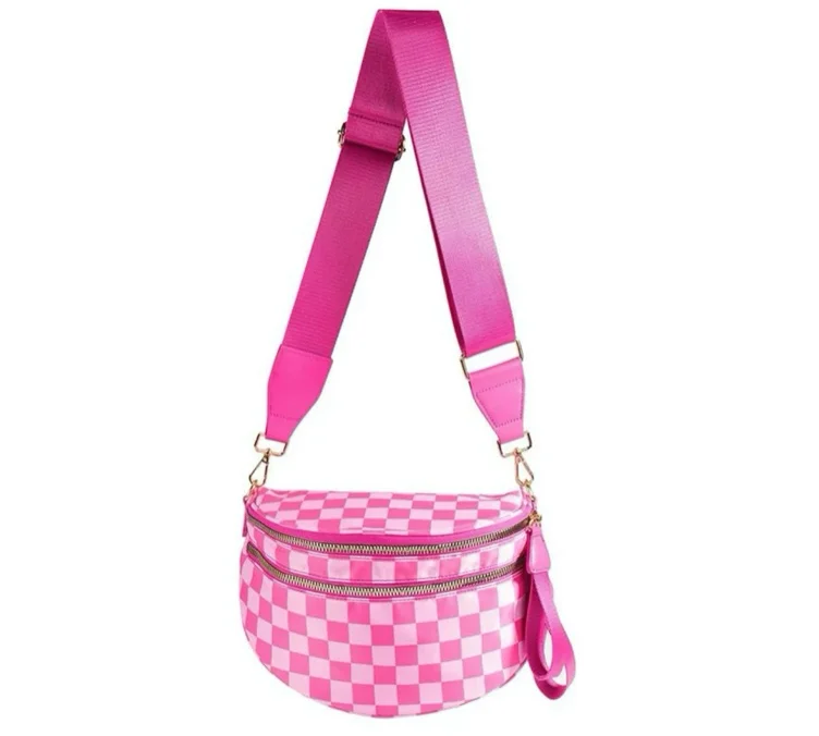 GoFree - The Roomiest Crossbody - HOT PINK CHECKERED