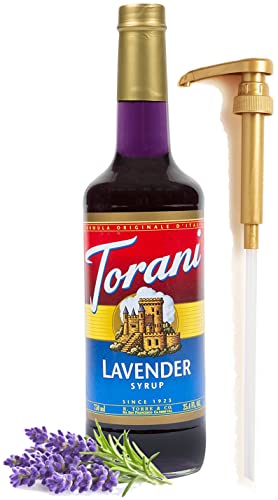 Lavender Syrup for Coffee & Cocktails 25.4 Ounces Syrups for Coffee Drinks with Fresh Finest Bottle Pump - Lavender